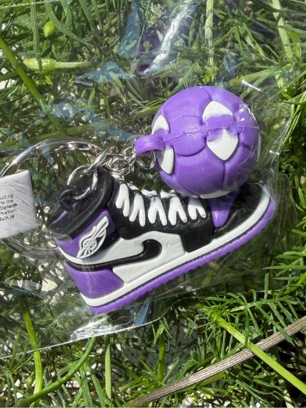 Purple Sneaker Keychain with Mini Ball Charm - Unbranded